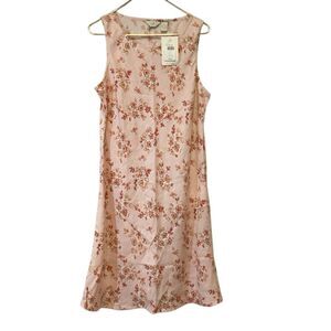 NWT J. Jill Pink Floral Linen Dress Size Large